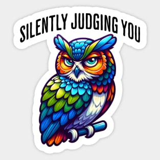 Silently Judging You funny side-eye owl design Sticker